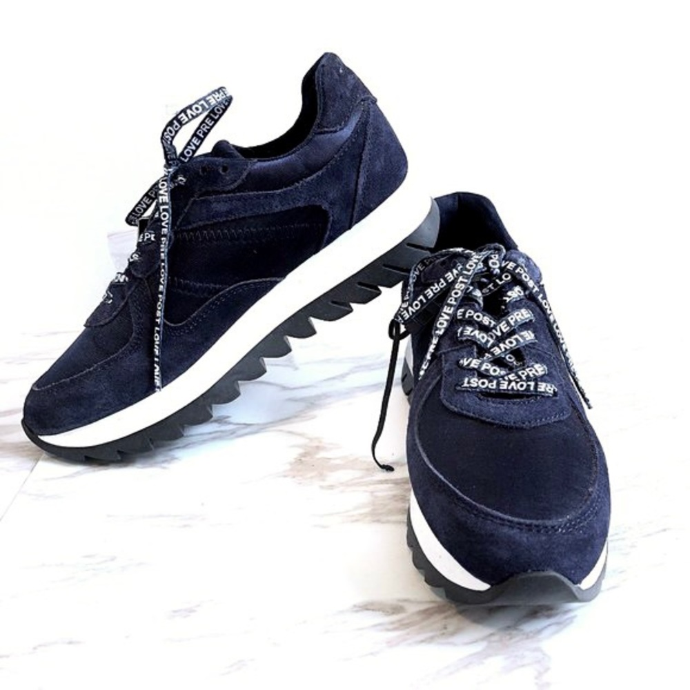 Zara Platform Suede Satin Sneakers  7.5